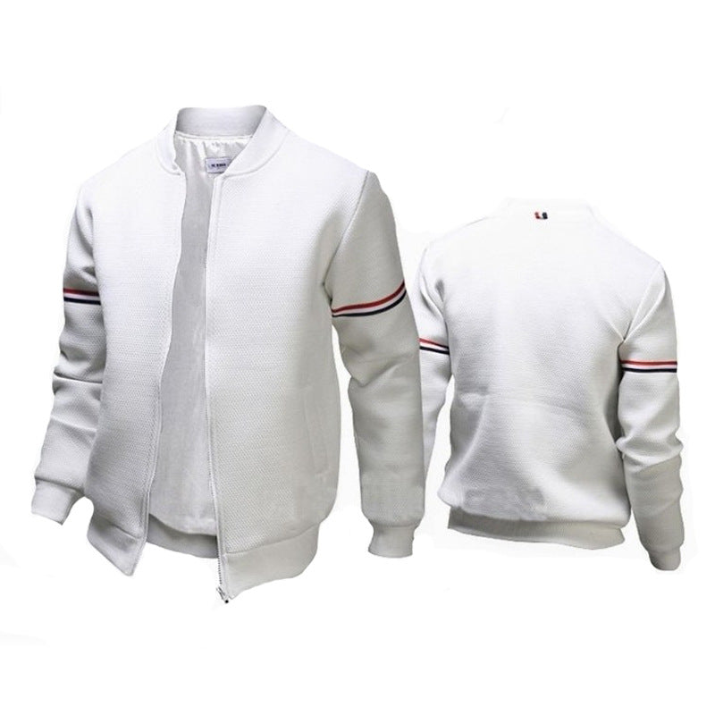 Herren sportliche Zip-Jacke mit strukturierter Oberfläche und Kontraststreifen Krohn-e