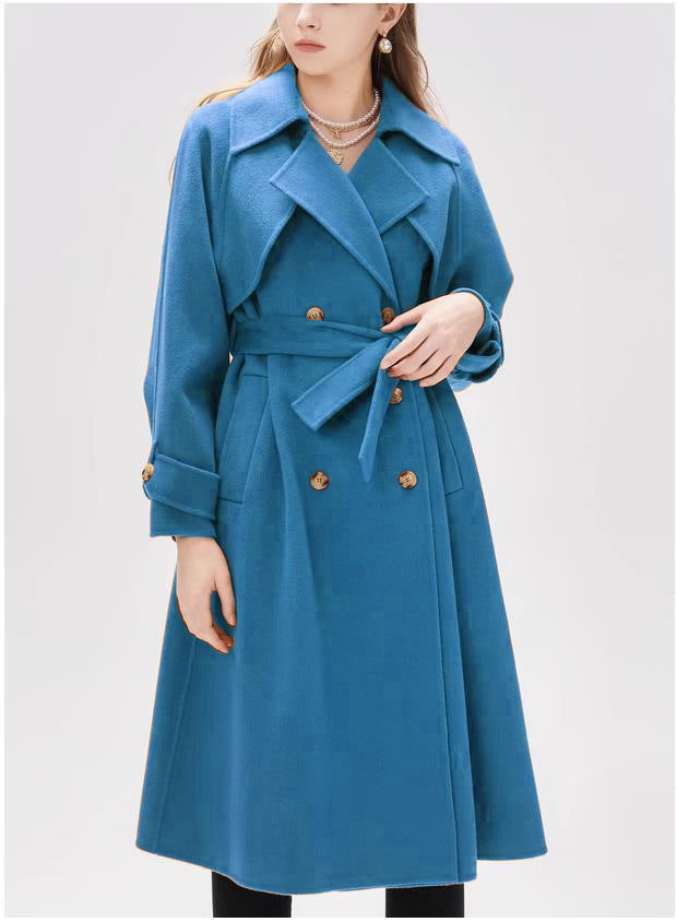 Damen gefütterter Trenchcoat mit großem Revers und Taillengürtel Krohn-e