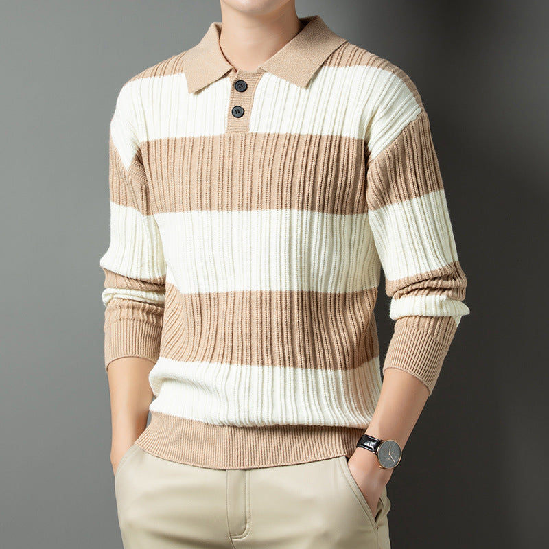 Herren Pullover aus strukturiertem Rippenstrick mit Polokragen Krohn-e