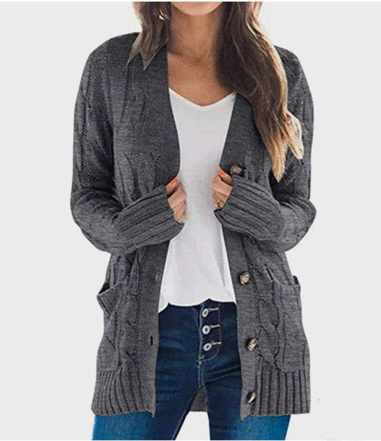 Damen Strickjacke mit Zopfmuster und praktischen Taschen Krohn-e