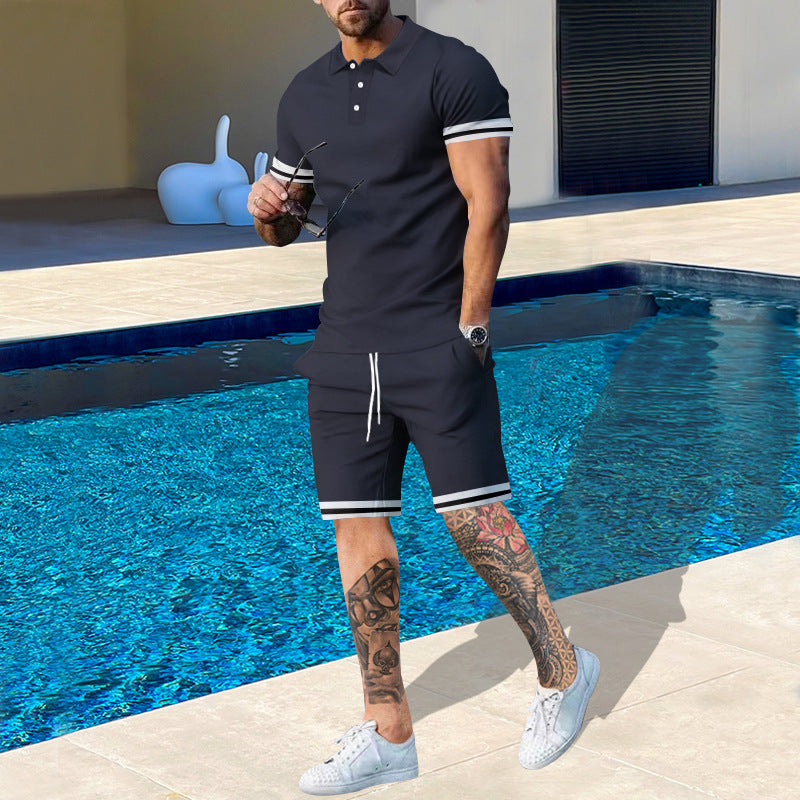 Herren Poloshirt und Shorts-Set mit sportlichen Akzenten Krohn-e