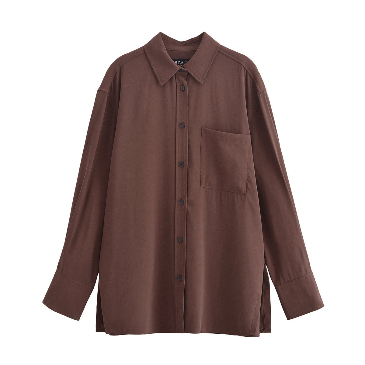 Fudus Langarm-Oberteil mit asymmetrischem Saum und drapiertem Kragen