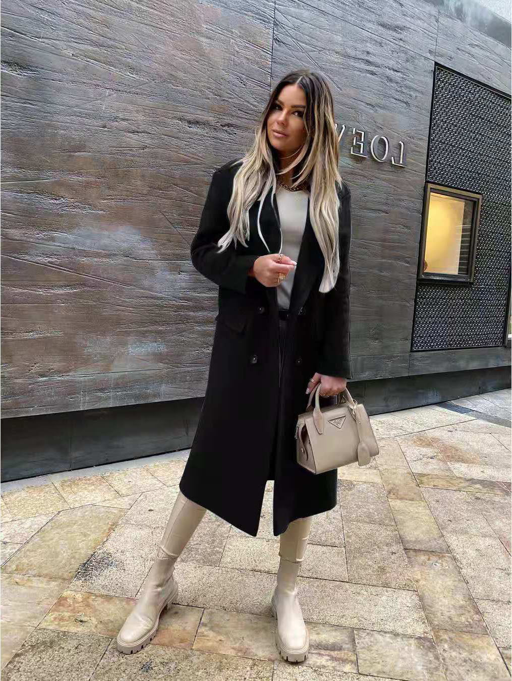 Damen Eleganter und zeitloser Wool Coat mit Doppelreiher Krohn-e