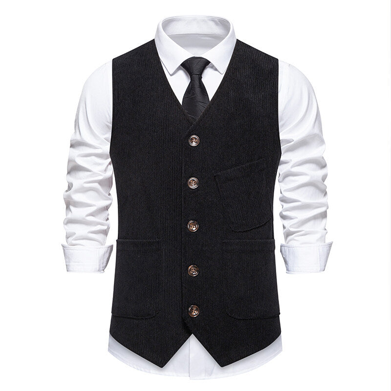 Herren elegante Cordweste mit praktischen Taschen und fein strukturiertem Design Krohn-e