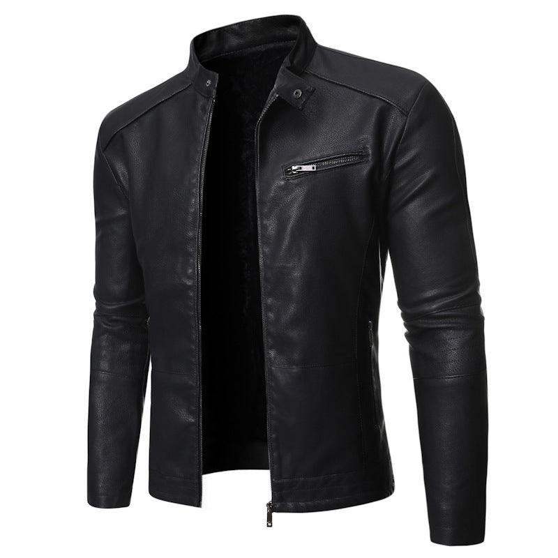 Herren elegante Motorradjacke mit modernem Stehkragen Krohn-e