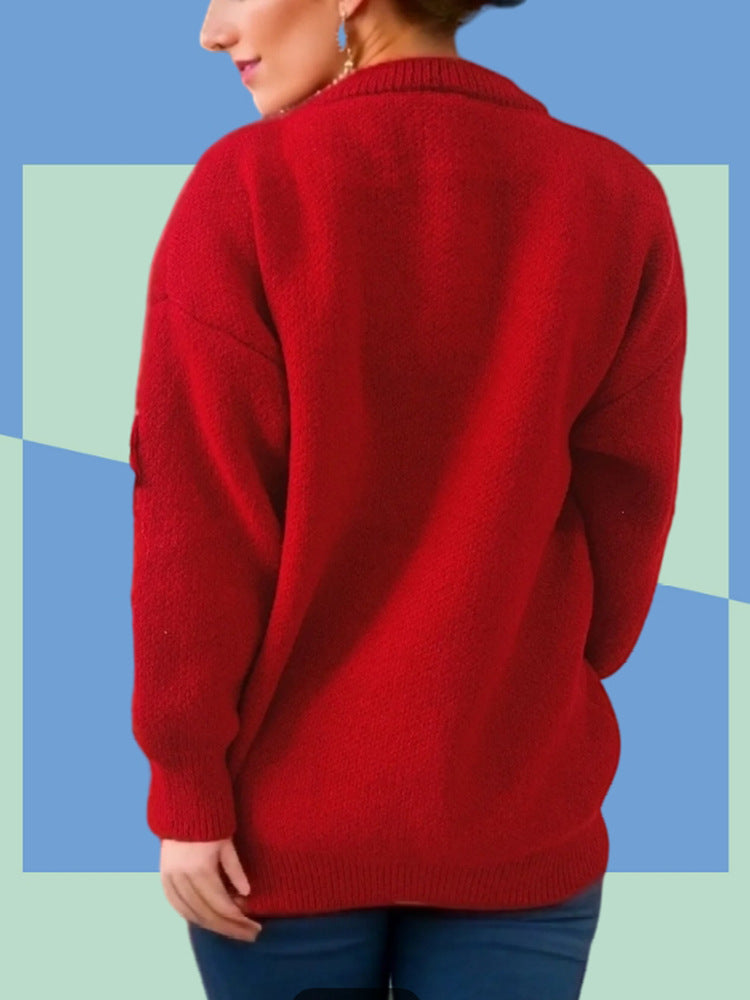 Damen Weihnachts-Pullover mit 3D-Elementen und festlichen Applikationen Krohn-e