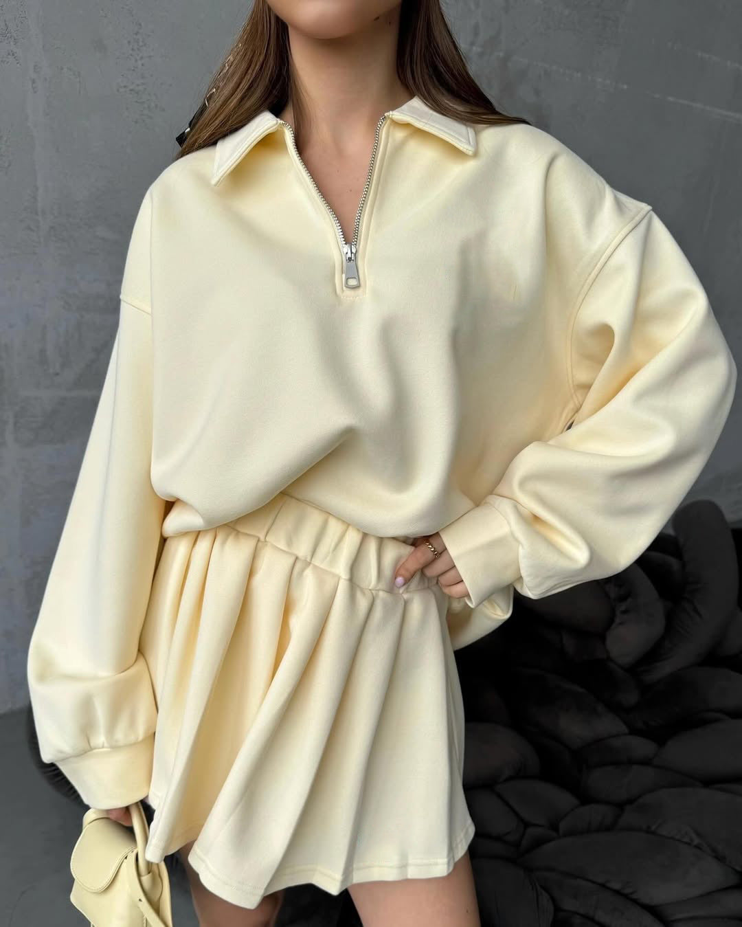Damen sportlicher Pullover mit Kordelzug und Reißverschluss Krohn-e