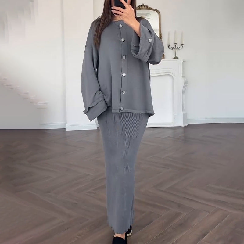 Damen Strickanzug mit elegantem Blazer und ärmellosem Maxikleid Krohn-e