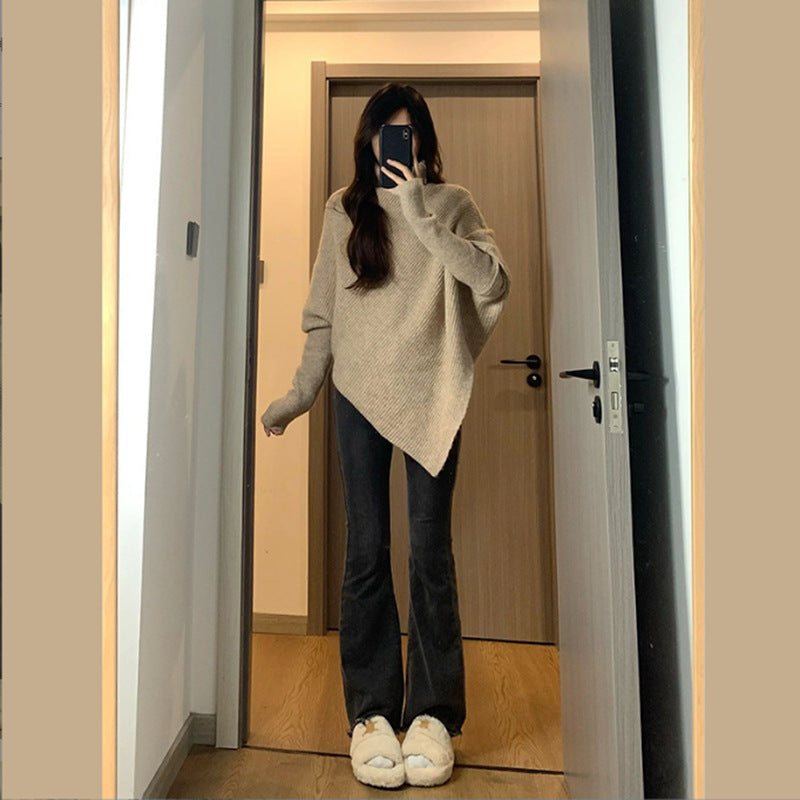 Damen asymmetrischer Strickpullover im lässigen Oversized-Design Krohn-e