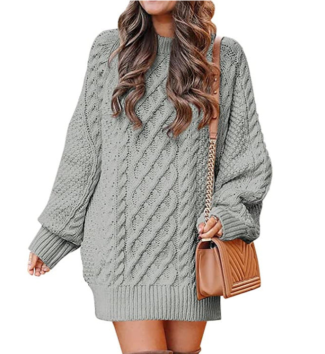 Damen Grober Strickpullover mit voluminösen Ärmeln und dekorativem Zopfmuster Krohn-e