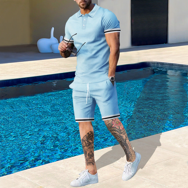 Herren Poloshirt und Shorts-Set mit sportlichen Akzenten Krohn-e