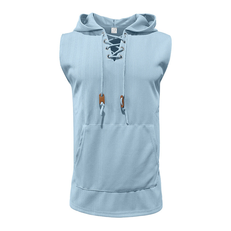Herren Ärmelloses Sport-Tanktop mit Kapuze und Schnürung Krohn-e