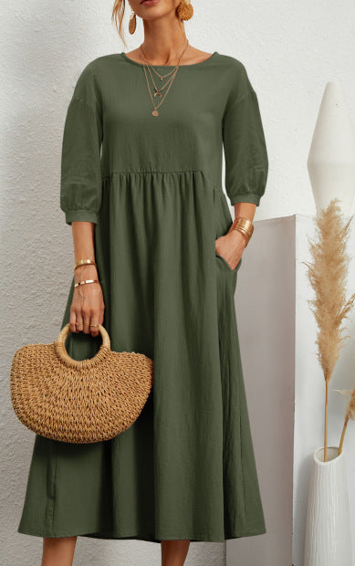 Damen Freizeitmaxikleid mit luftigen Ärmeln und seitlichen Taschen Krohn-e