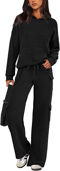 Damen Bequemes Lounge-Set mit Kapuze und weiten Hosen Krohn-e