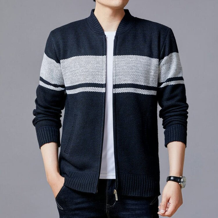 Herren Strickjacke mit modernem Zipper und strukturiertem Design Krohn-e