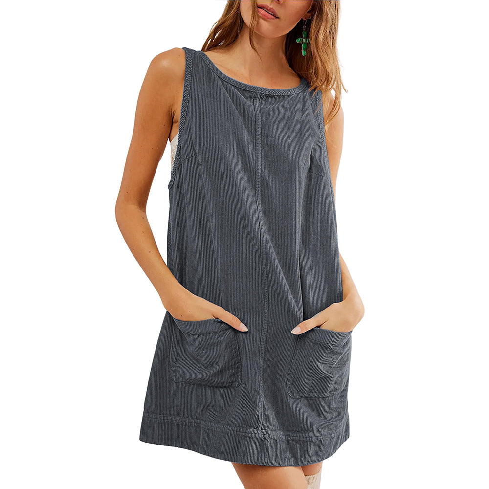 Damen lässiges Jerseykleid mit Taschen und Rundhalsausschnitt Krohn-e