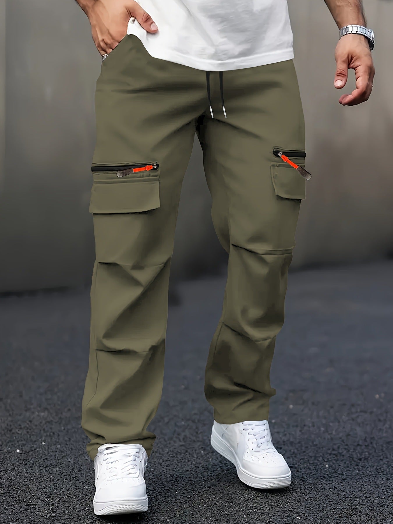 Herren cargo Hose mit innovativen Taschen und elastischem Bund Hedi-Mode