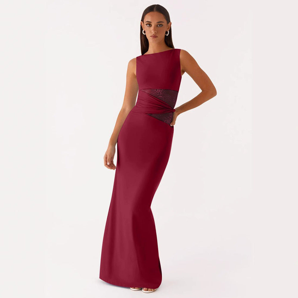 Langes, ärmelloses Spitzenkleid von Krohn-e im eleganten Stil