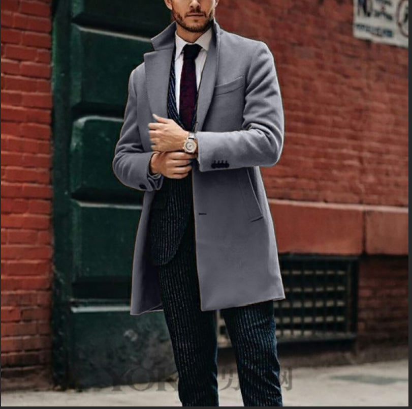 Herren eleganter Wollmantel mit schickem Revers und praktischen Eingrifftaschen Krohn-e
