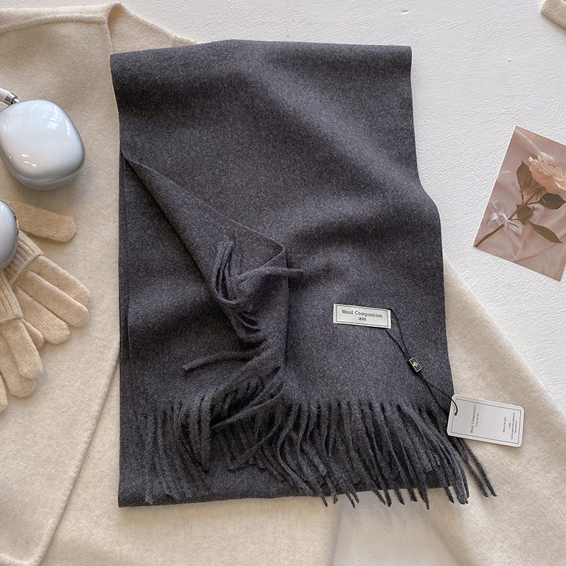 KROHN-E Damen Schal Quasten Weich Vielseitig Uni Elegant