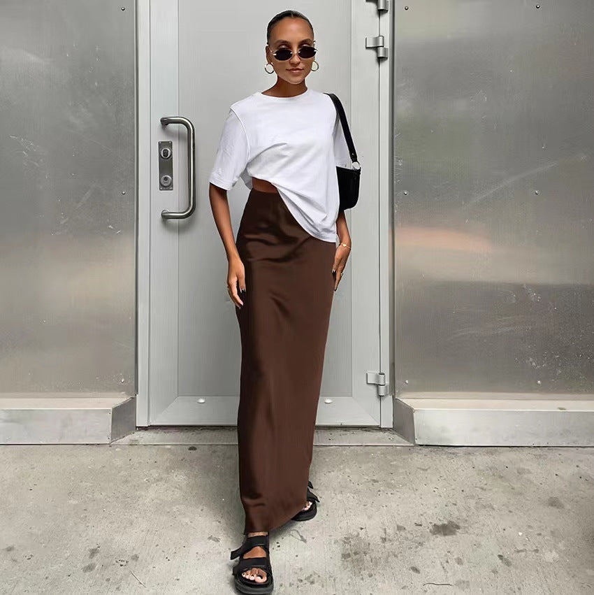 Damen elegantes Maxikleid mit asymmetrischem Schnitt und dekorativem Überwurf Krohn-e