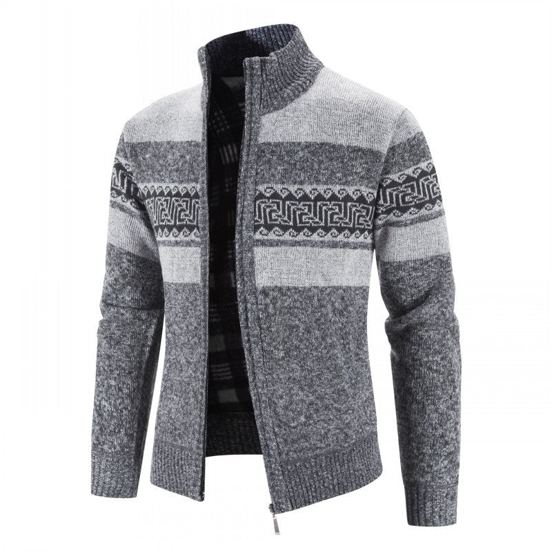 Herren Strickjacke mit hohem Kragen und attraktiven Mustern Krohn-e
