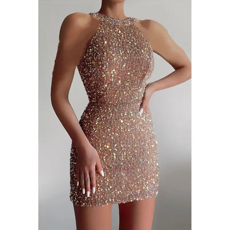 Glamoröses Pailletten-Bodycon-Midi-Kleid von Fudus