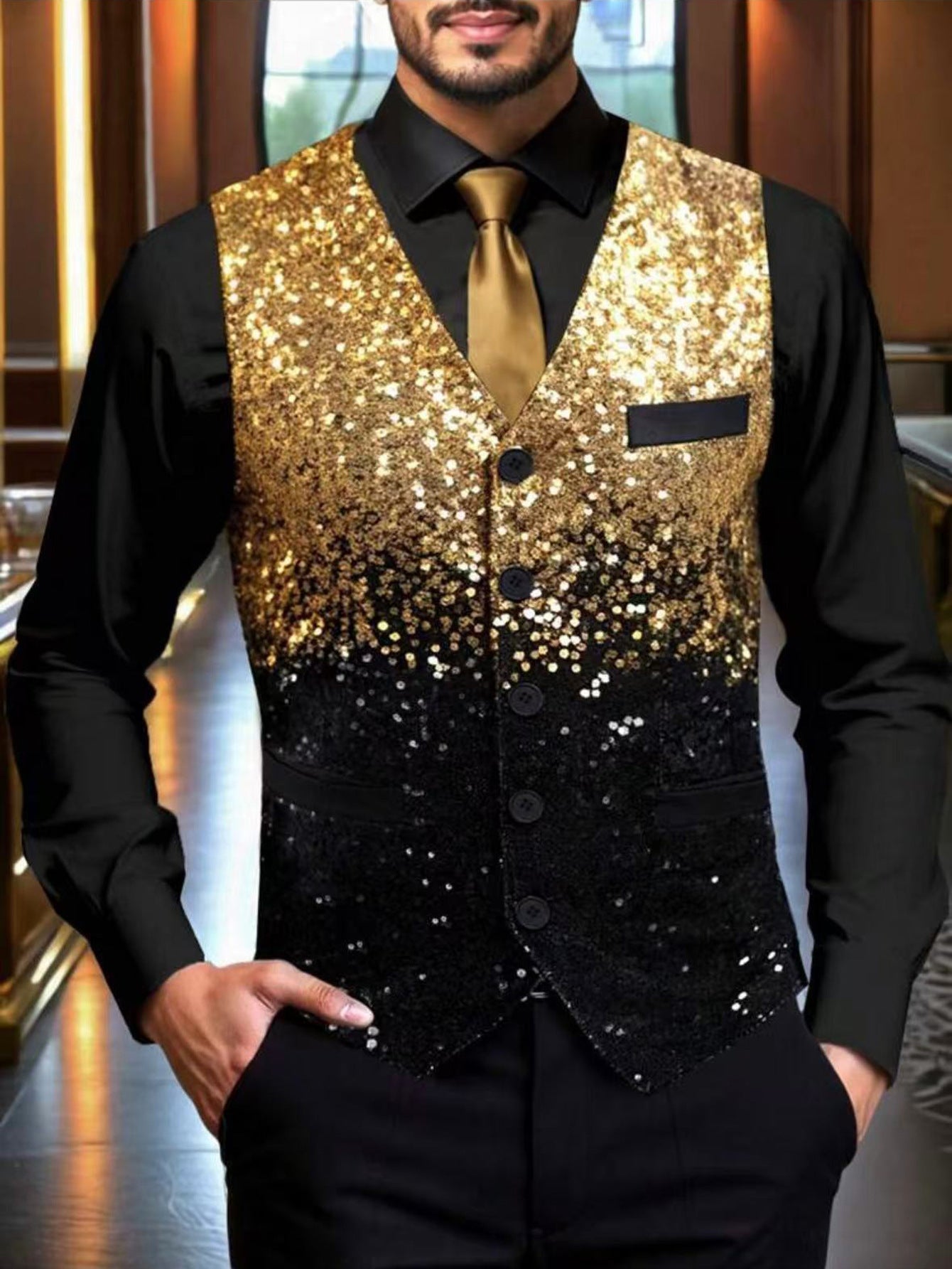Herren Glitzernde Festtagsweste Krohn-e