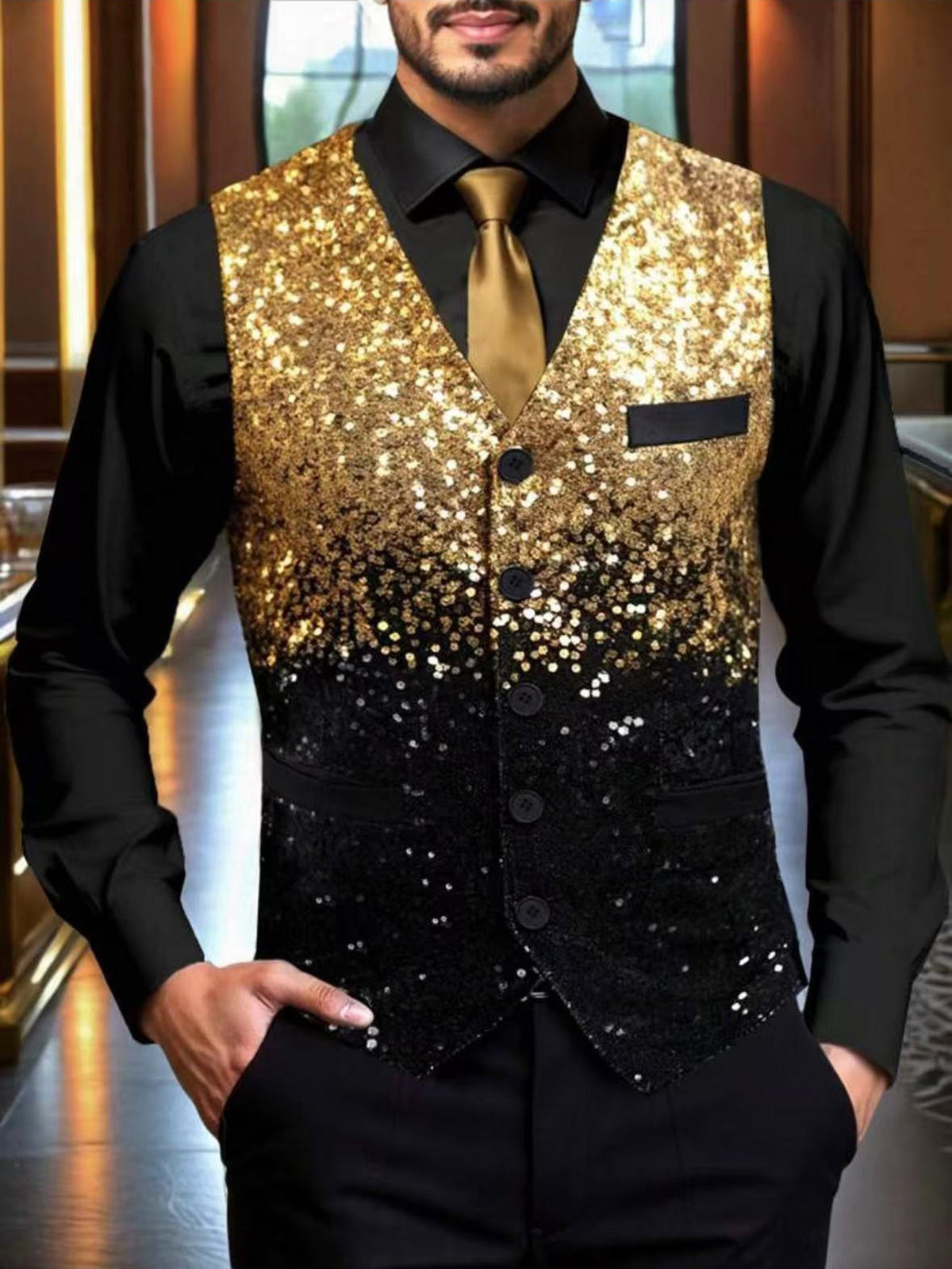Herren Glitzernde Festtagsweste Krohn-e