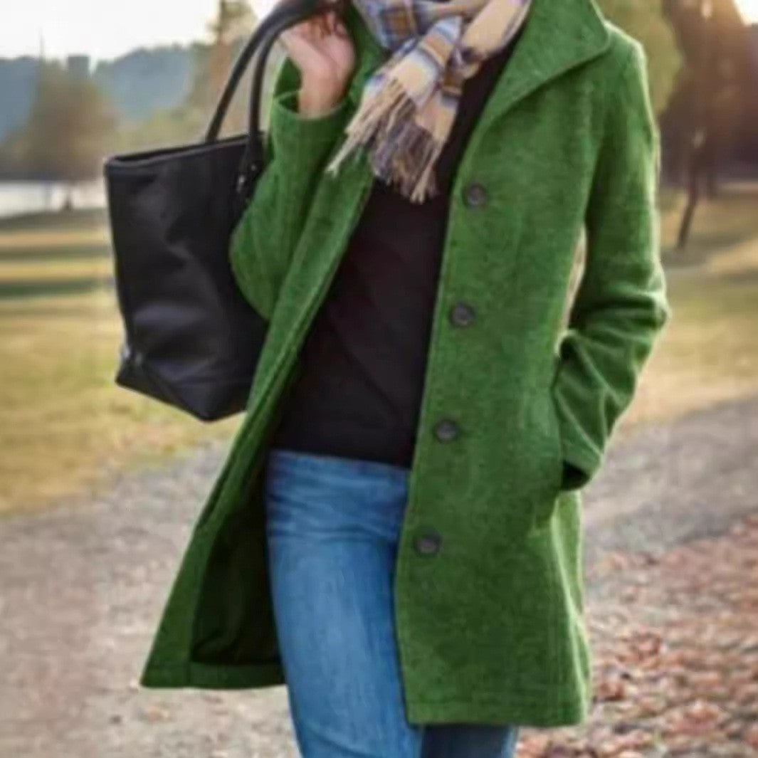 Damen Elegante Wollmantel mit modernen Knopfdetails Krohn-e