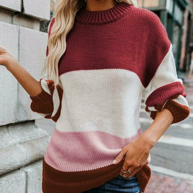 Krohn-e | Gestreifter Strickpullover mit Doppelt Naht