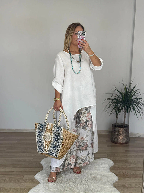 Damen Relaxed Fit Leinen Tunika Top Krohn-e