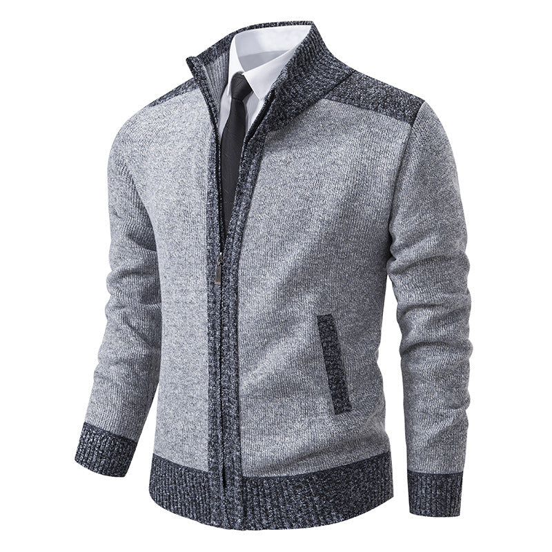 Herren gesteppte Strickjacke mit hohem Kragen und praktischen Taschen Krohn-e