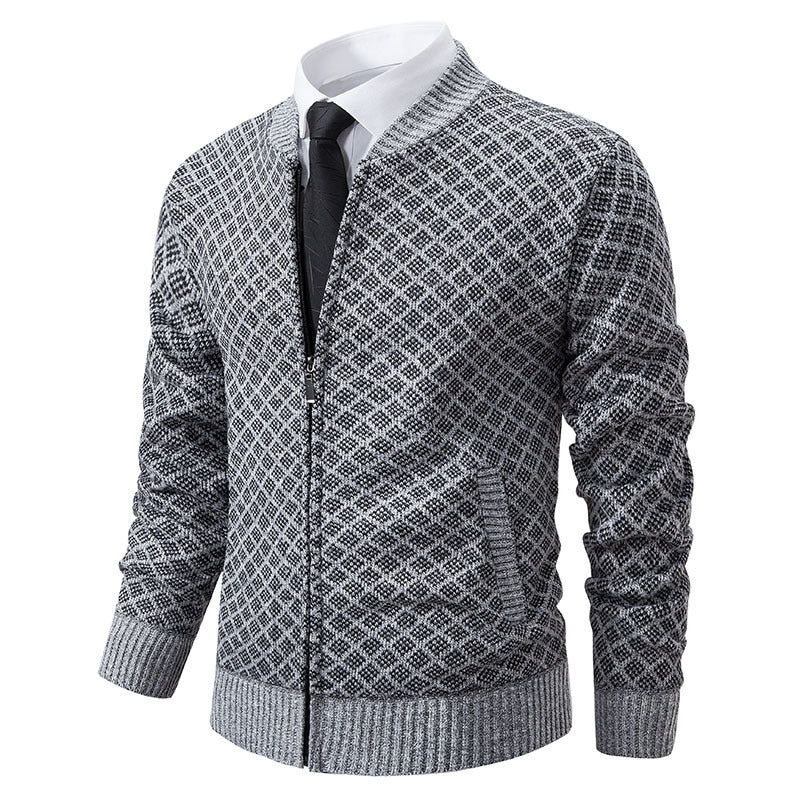 Herren Strickjacke mit modernem Zippverschluss und strukturiertem Design Krohn-e