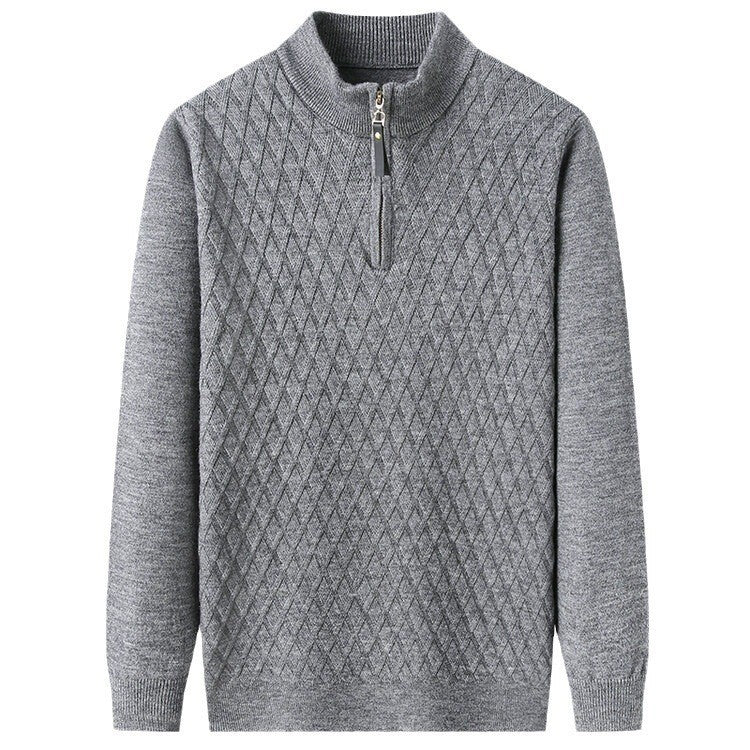 Herren Strickpullover mit modernem Rautenmuster und Reißverschluss Krohn-e