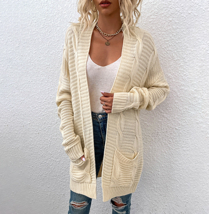 Damen Grobstrick-Cardigan mit großen Taschen und strukturiertem Design Krohn-e
