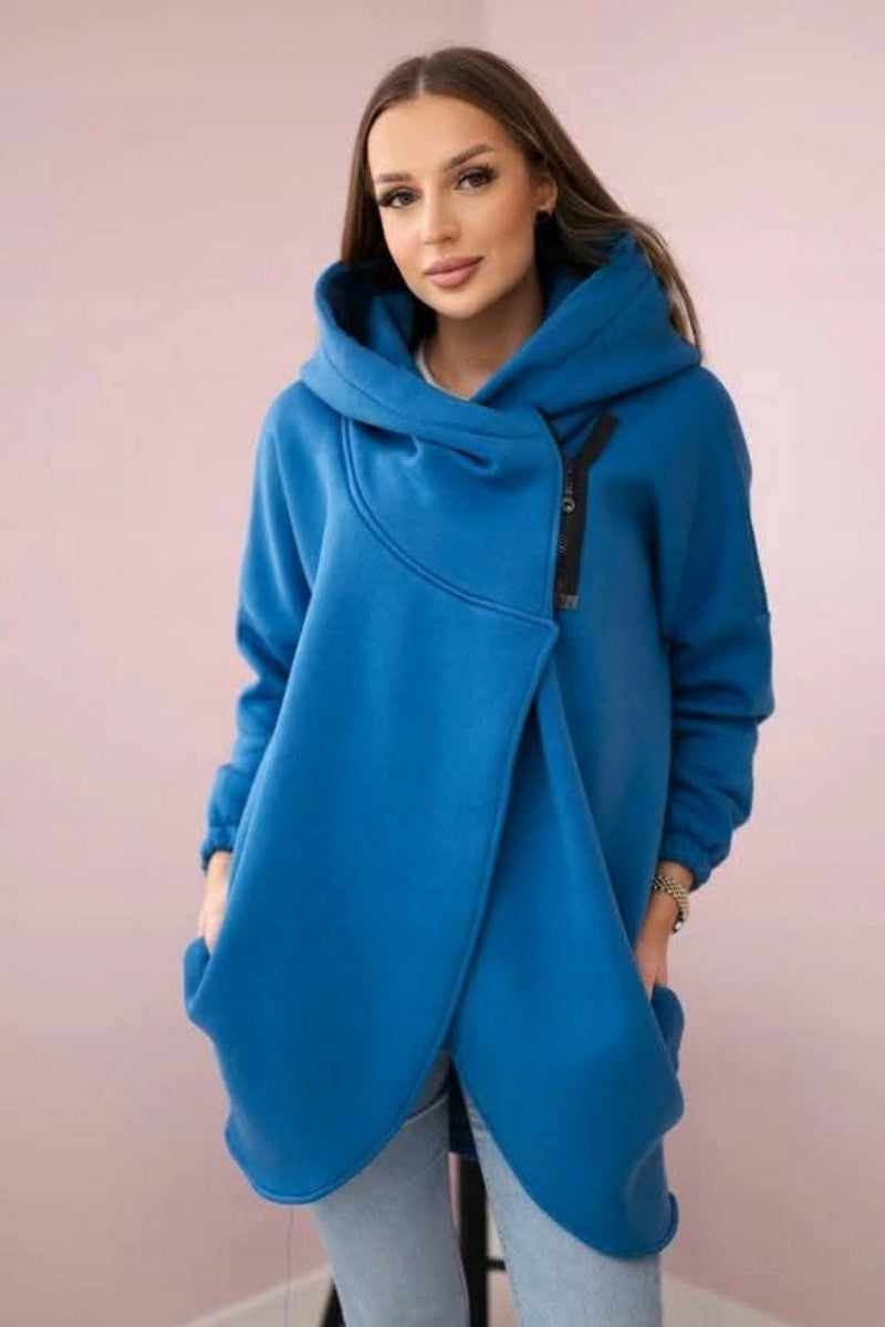 Krohn-e | Asymmetrische Reißverschluss Kapuzenfleece Sweatjacke
