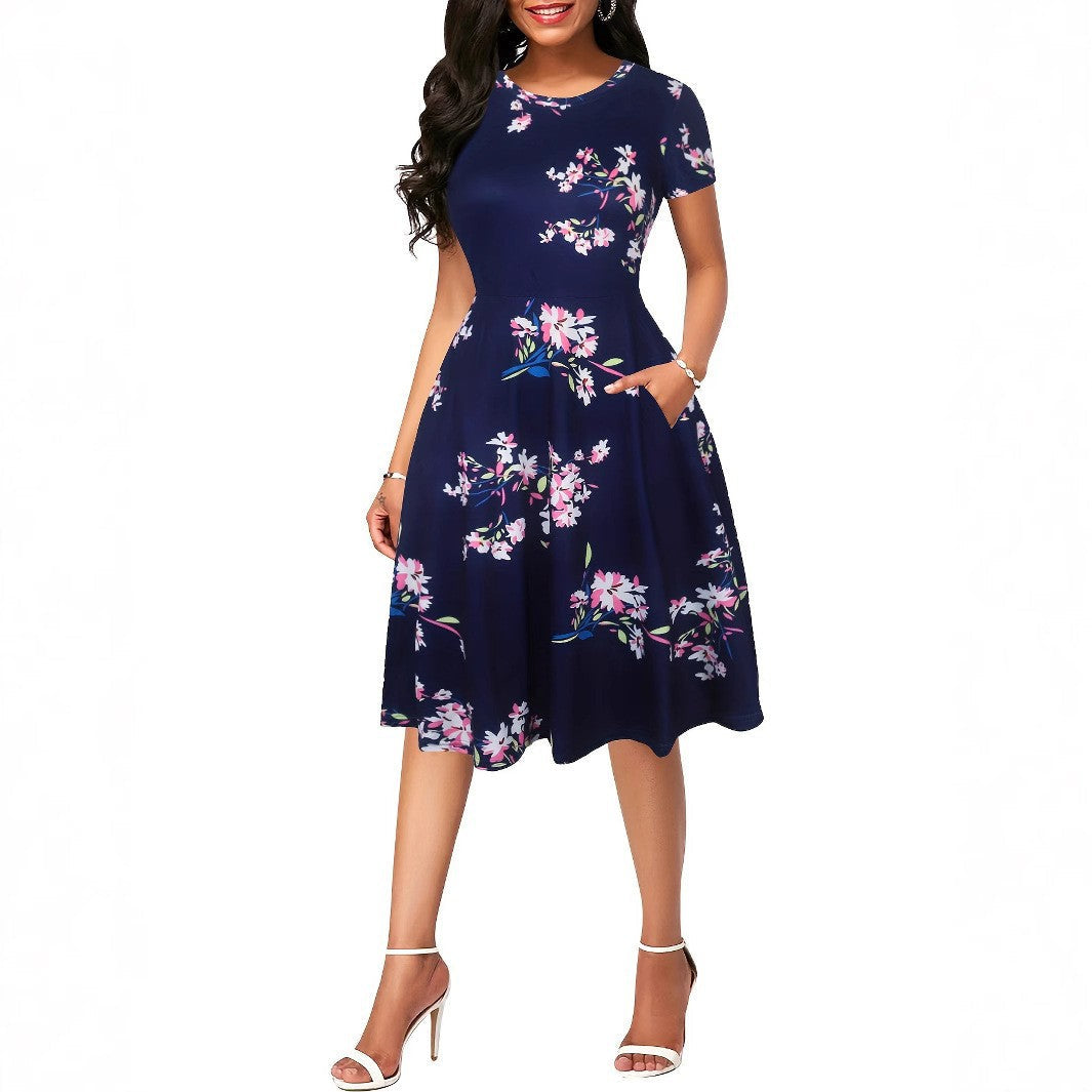 Fudus lässiges Rundhals-Kleid mit Druck