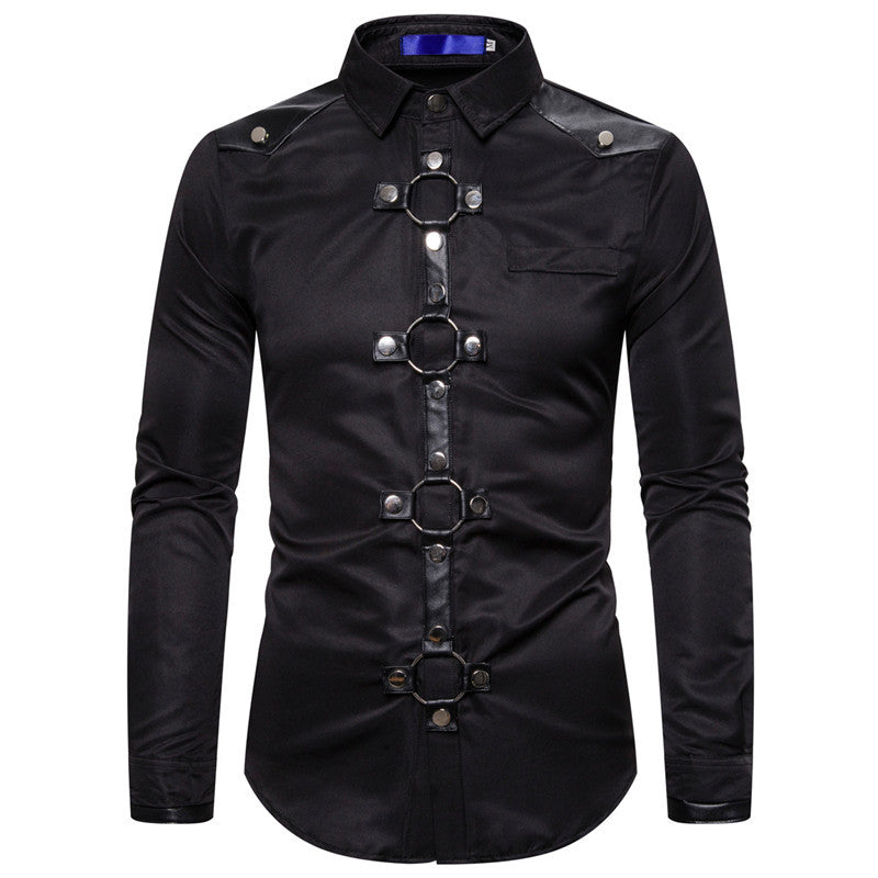 Herren Designerhemd mit eleganter Kunststoffgarnitur und kontrastierenden Belegen Krohn-e