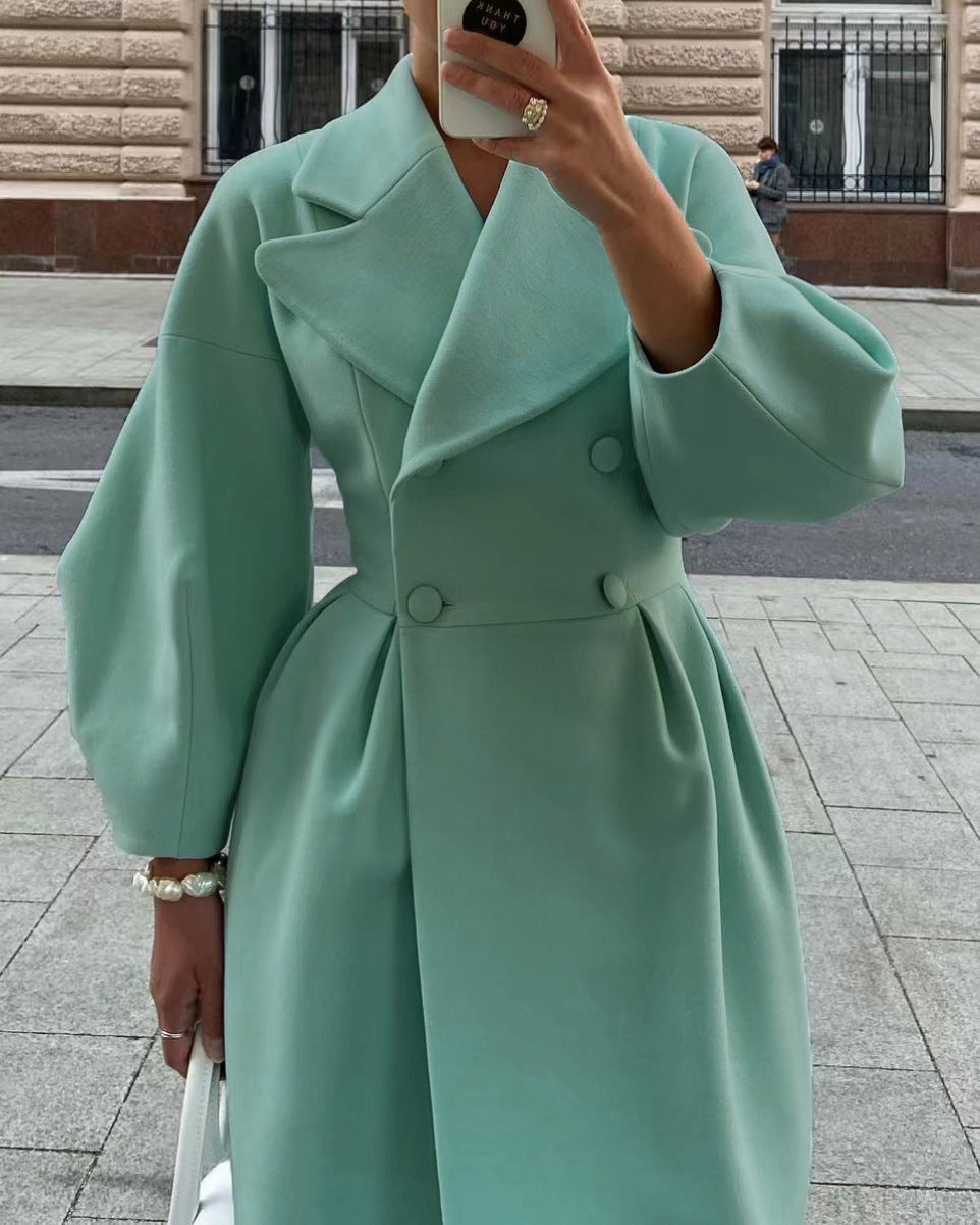 Damen eleganter Trenchcoat mit hohem Schlitz und Puffärmeln Krohn-e