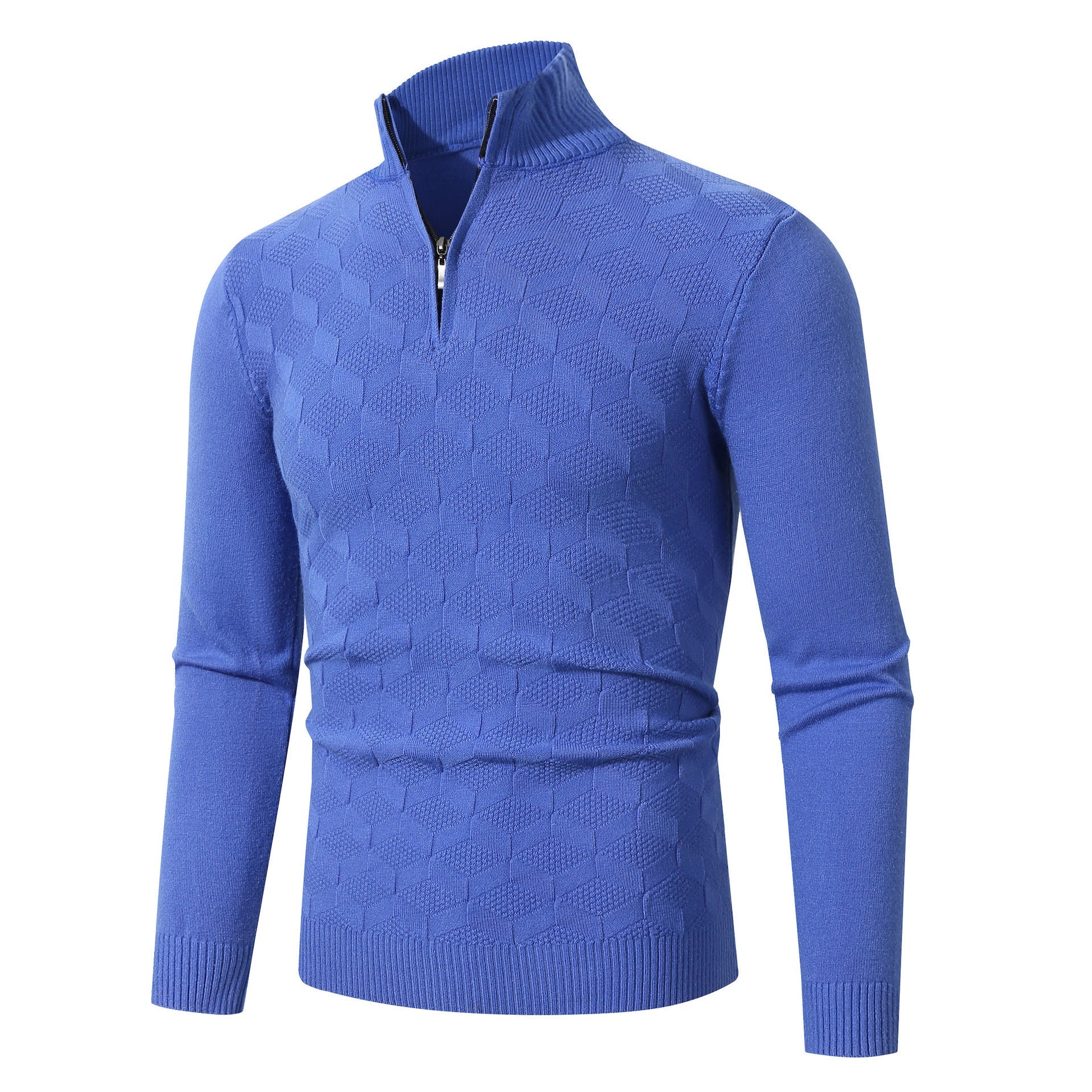Herren lässiger Strickpullover mit halbem Reißverschluss und strukturiertem Muster Krohn-e