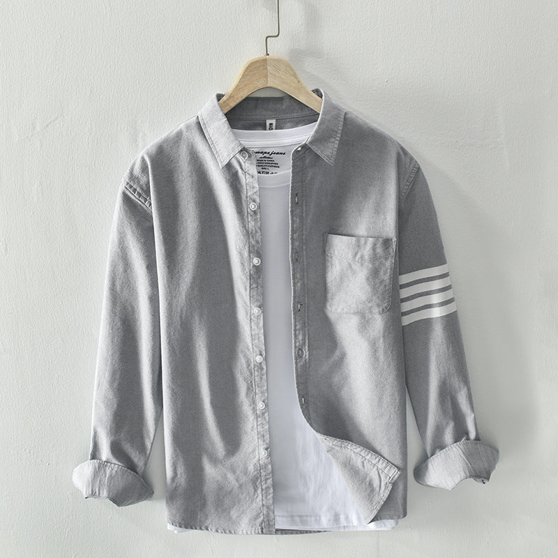 Baumwollhemd für Herren, lässig und langärmlig