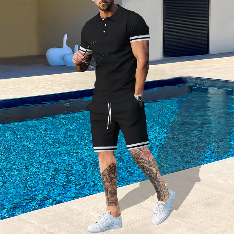 Herren Poloshirt und Shorts-Set mit sportlichen Akzenten Krohn-e