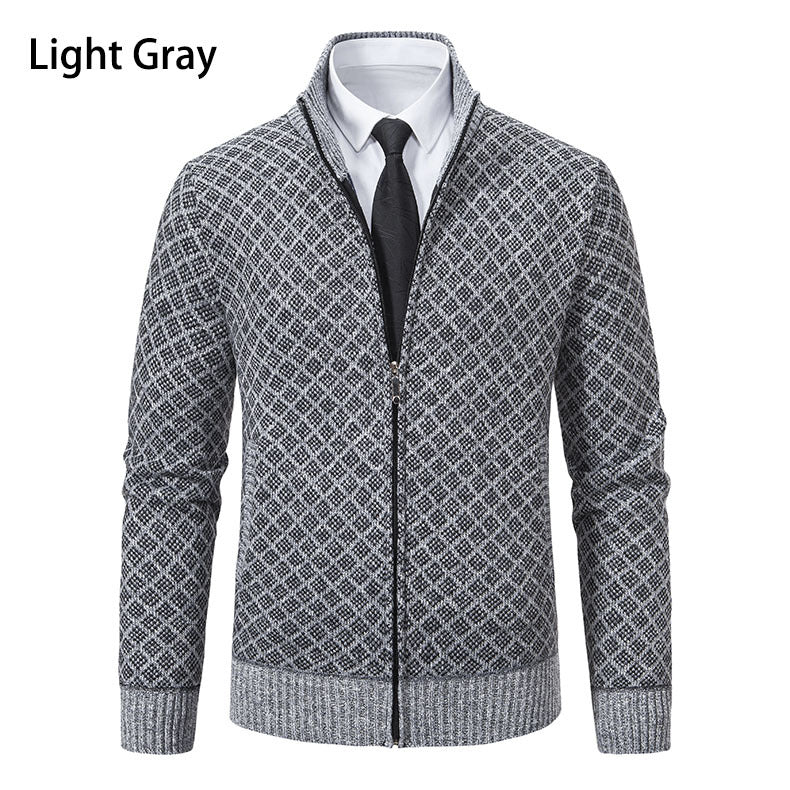 Herren Strickjacke mit Reißverschluss und modernem Rautenmuster Krohn-e