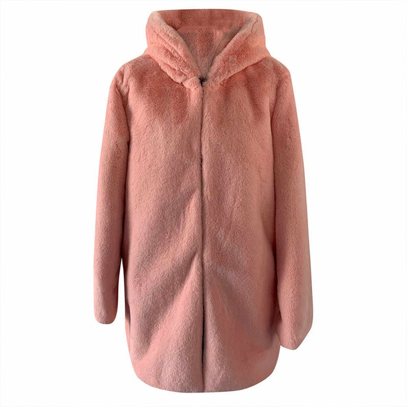 Damen Flauschige Kapuzenjacke aus Kunstfell mit dekorativem Schnitt Krohn-e