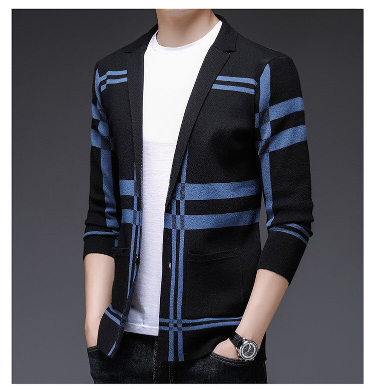 Herren modische Strickjacke mit elegantem Karomuster Krohn-e