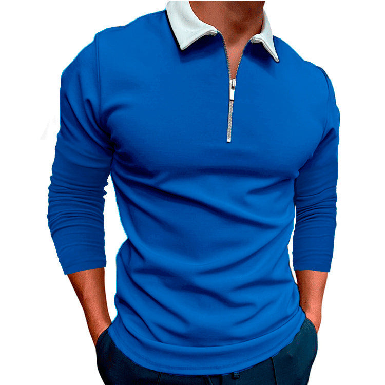 Herren sportlicher Pullover mit 1/4 Reißverschluss und kontrastierendem Kragen Krohn-e