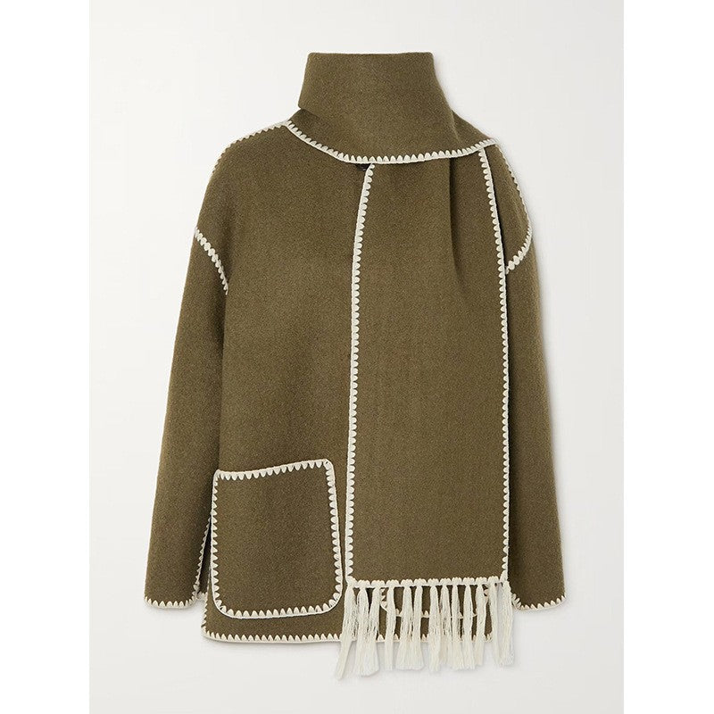 Damen Oversized Strickjacke mit Fransen und Taschen Krohn-e