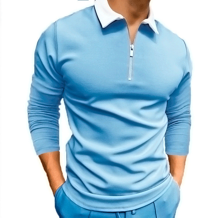 Herren sportlicher Pullover mit 1/4 Reißverschluss und kontrastierendem Kragen Krohn-e