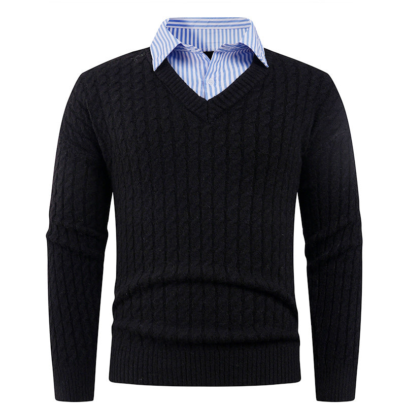 Herren Eleganter Strickpullover mit V-Ausschnitt und feiner Struktur Krohn-e